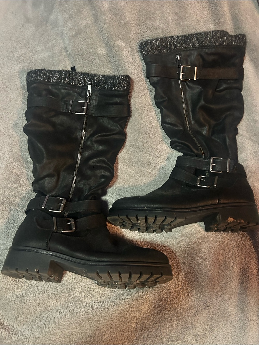 Torrid women’s knit cuff double buckle Boots